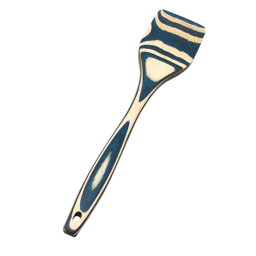 Colorful pakkawood spatula featuring a sturdy, smooth finish with blue and natural wood tones, ideal for Kitchen & Food, Kitchen Gadgets, Cooking and Baking Helpers, Storage and Serving collections.