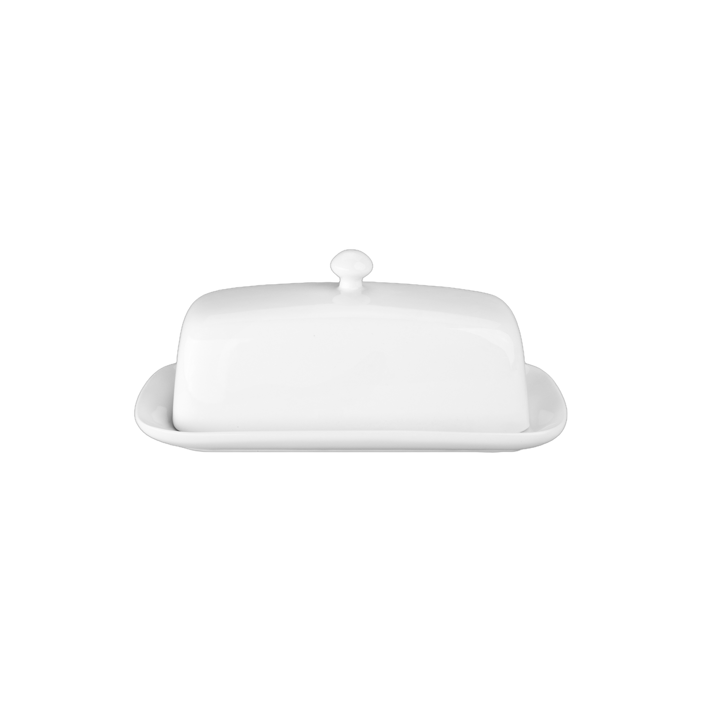 Classic white porcelain butter dish with knob, handcrafted and oven-safe, ideal for Kitchen & Food, Specialty Equipment, Making Butter, Storage and Serving, Best Sellers, and Promo Eligible collections.