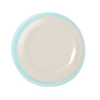 Round ceramic lid with smooth ivory center and light blue outer rim, designed as a durable accessory for kitchen and household helpers collections.