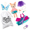 Handcrafted craft kit with a soft fox stuffie, colorful fairy wings, purple tutu, dress pieces, keychains, and a fabric storage bag, featured in Toys, Books & Games and Arts and Crafts collections.