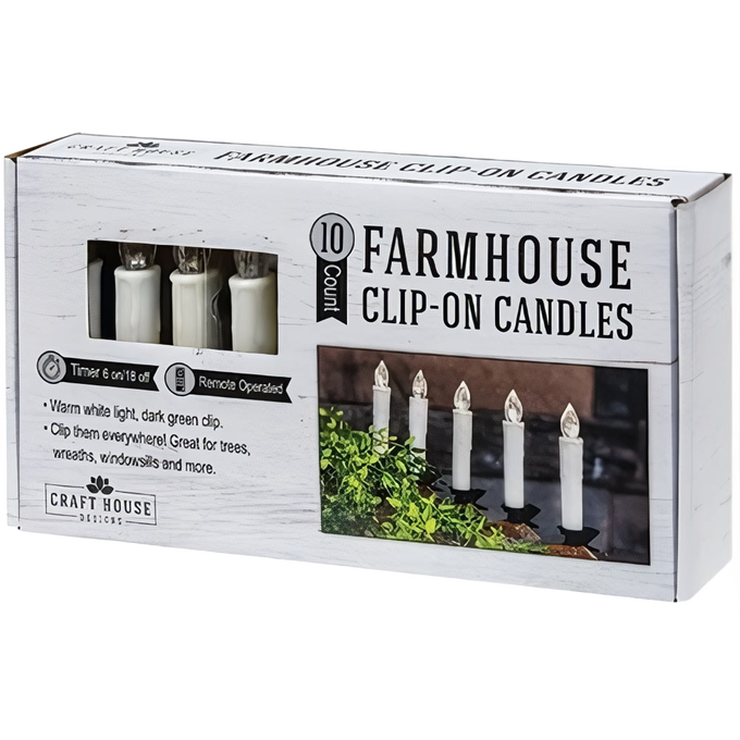Set of 10 handcrafted LED clip-on taper candles with warm white light and remote control, designed for safe holiday decorating in Home & Decor, Holiday Decor, Best Sellers, and Promo Eligible collections.