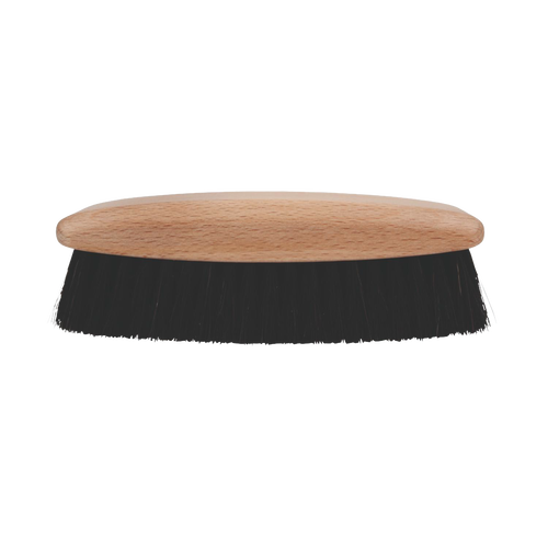 Handcrafted shoe shine brush with dense black horsehair bristles and smooth wooden handle, designed for gentle polishing and cleaning of leather footwear, featured in Home & Decor and Cleaning Utensils collections.