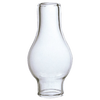 Clear glass lamp chimney with a narrow base and rounded bulge, designed as a replacement part for oil lamps, suitable for Lamps & Lighting and Parts and Accessories collections.