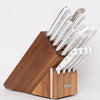 Wooden knife block set holding knives with white handles, featuring a 16-piece Wusthof Gourmet collection, ideal for Farm, Garden & Tool, Kitchen & Food, and Knives & Axes categories.