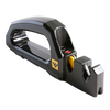 Compact handheld electric sharpener in black with ergonomic handle and safety switch, designed for quickly restoring knives and garden tools, featured in Sharpening and Hand Tools collections.