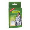 Coghlan's emergency blanket packaged in green box, made of aluminized polyester, wind and waterproof, designed to reflect body heat, ideal for camping, farm, garden, and emergency supplies collections.