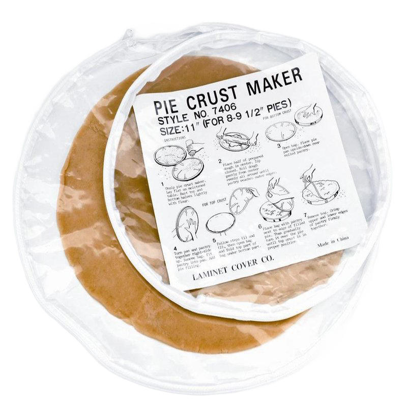 Circular plastic pie crust maker with printed step-by-step instructions for rolling out even dough, included in Kitchen & Food, Cookware, Baking Supplies, Best Sellers, and Promo Eligible collections.
