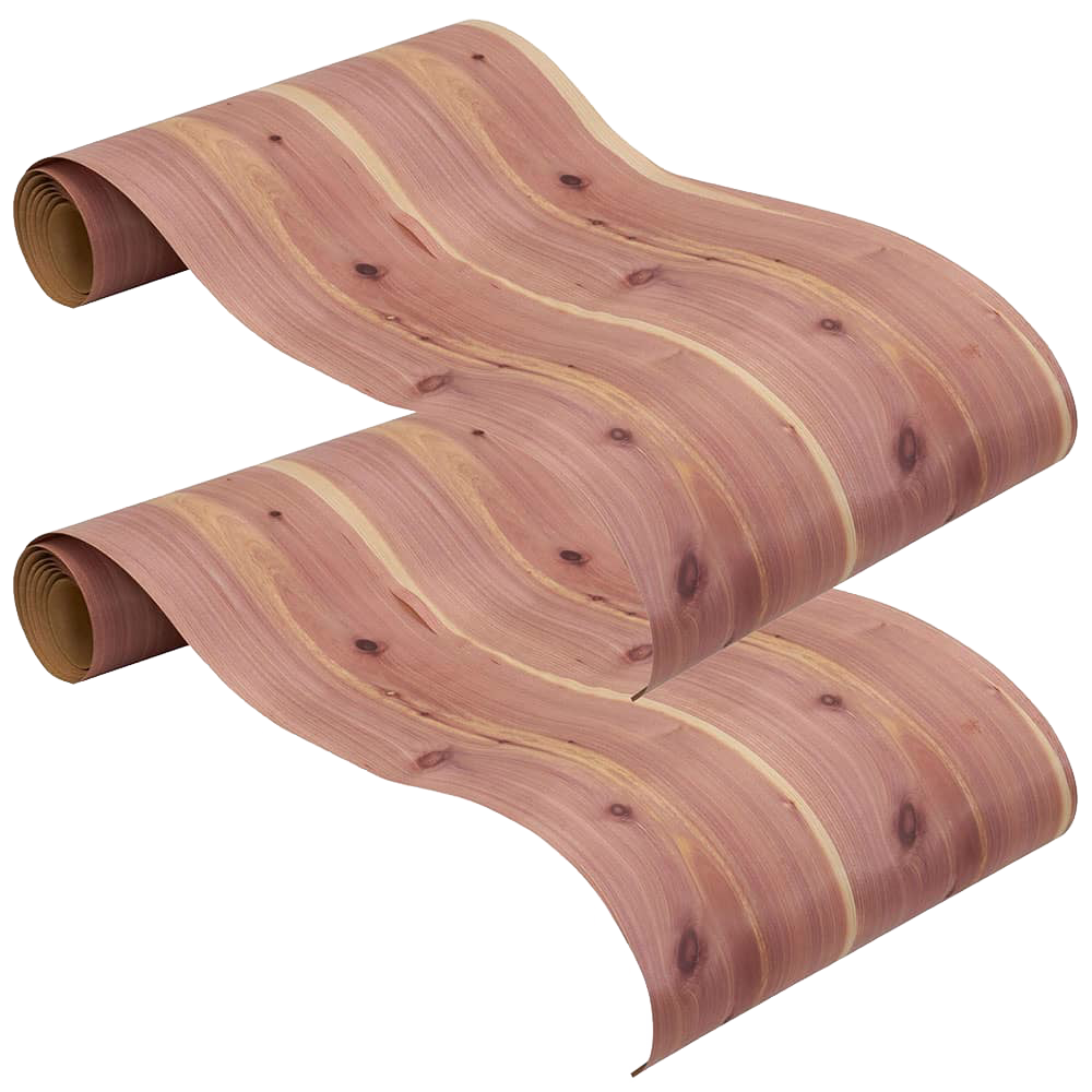 Two rolls of handcrafted red cedar liner featuring natural aromatic wood grain, designed to repel moths and insects, ideal for Home & Decor, Laundry Supplies, and Health & Wellness collections.