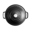 Black cast iron braiser lid with embossed Blacklock logo and raised handle grips, handcrafted and triple-seasoned for durable nonstick performance, made in USA, ideal for Kitchen & Food and Cast Iron collections.