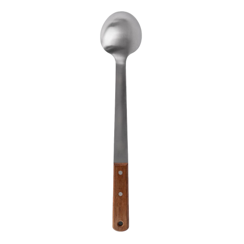 Long stainless steel serving spoon with sturdy wooden handle, perfect for outdoor meal portioning in Farm, Garden & Tool, Kitchen & Food, Camping, Storage and Serving, Best Sellers, Promo Eligible collections.