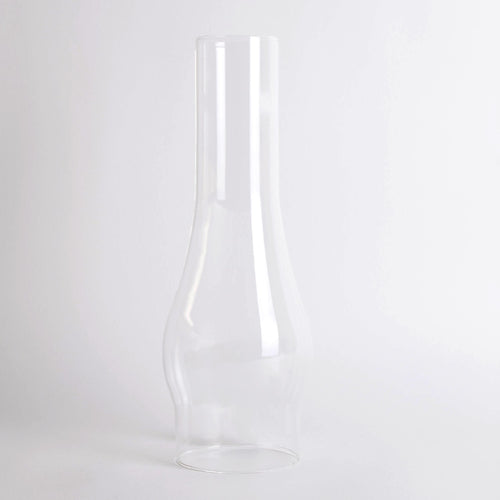 Clear glass oil lamp chimney with a 3-inch base, handcrafted for durability, perfect for Lamps & Lighting, Parts and Accessories, Chimneys and Globes, Best Sellers, and Promo Eligible collections.