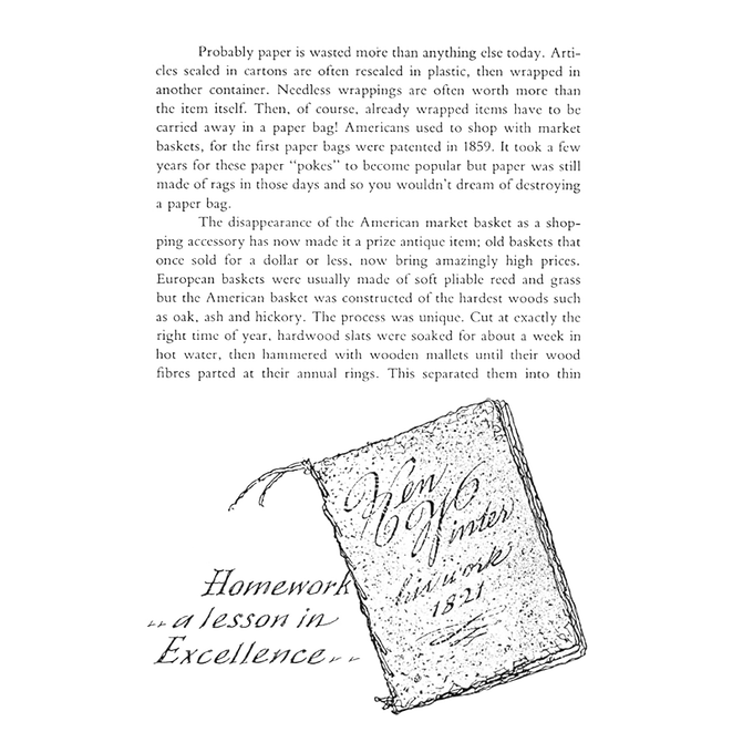 Pen-and-ink drawing of an open book page with historical text and a separate sketch of a worn notebook titled "The Winter 1821," featured in heritage and lifestyle books within Toys, Books & Games collections.