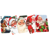 Set of handcrafted vintage-style playing cards featuring cheerful Santa Claus and reindeer illustrations, perfect for adding festive charm to Home & Decor, Holiday Decor, Best Sellers, and Promo Eligible collections.