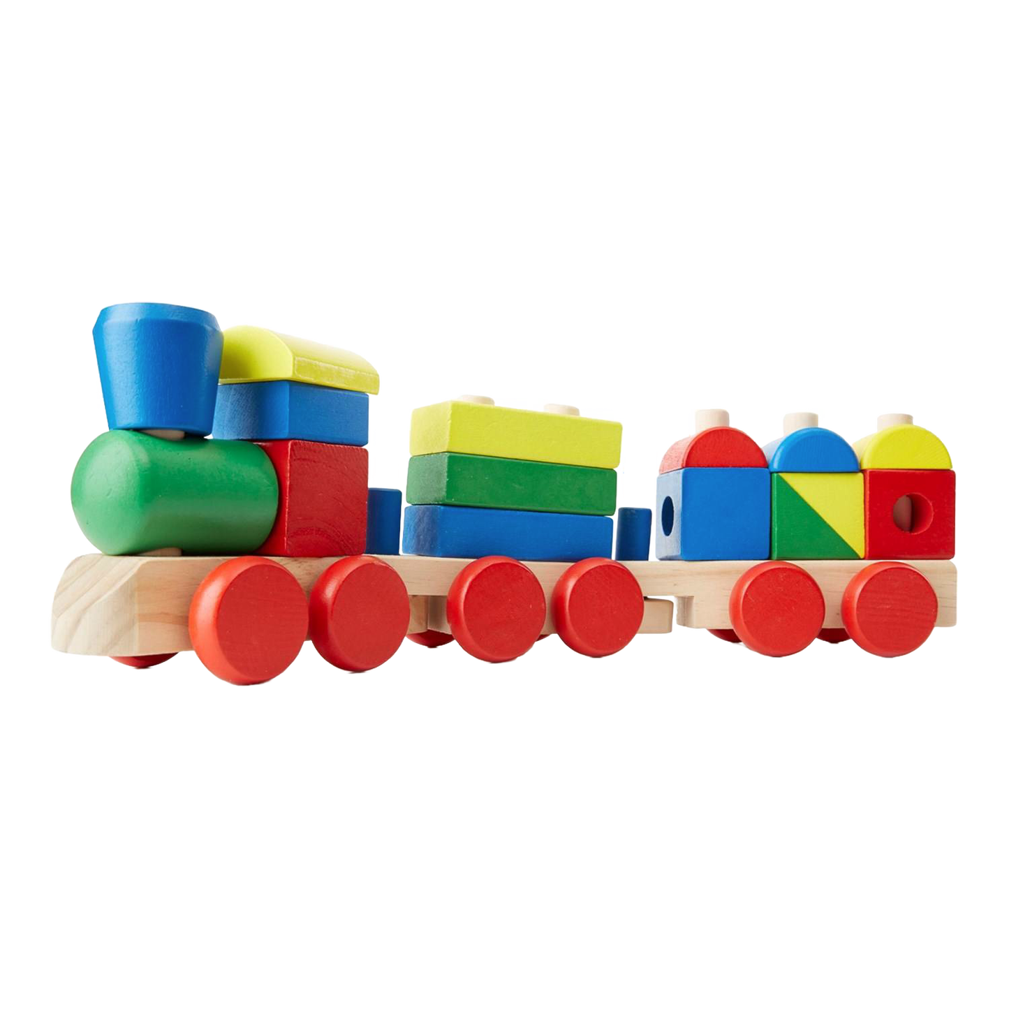 Bright wooden stacking train with detachable cars featuring colorful geometric blocks designed for toddlers, part of Toys, Books & Games, Children's Toys, Indoor Play, Wooden Toys, and Best Sellers collections.
