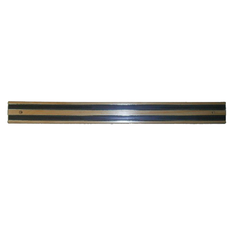 Handcrafted hardwood magnetic rack with dual magnetic strips for secure storage of knives and tools, designed for kitchen, workshop, and garden use in multiple collections.