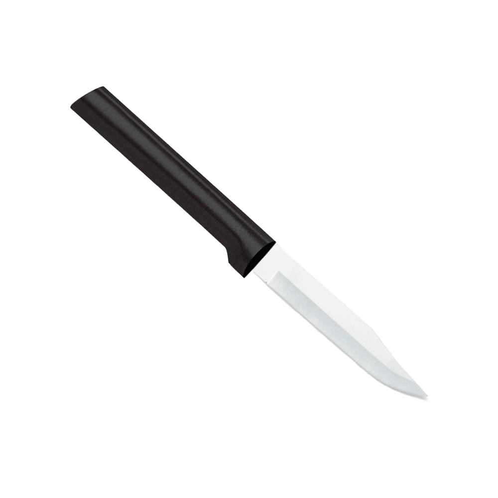 Sharp hand-sharpened paring knife with black handle, crafted in the USA, perfect for food prep and slicing in Kitchen & Food and Knives & Axes collections.