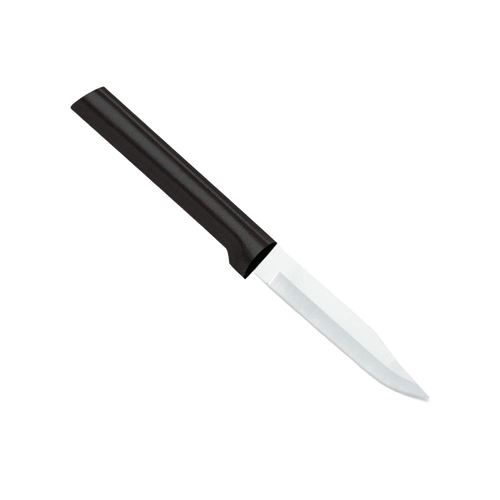 Sharp hand-sharpened paring knife with black handle, crafted in the USA, perfect for food prep and slicing in Kitchen & Food and Knives & Axes collections.