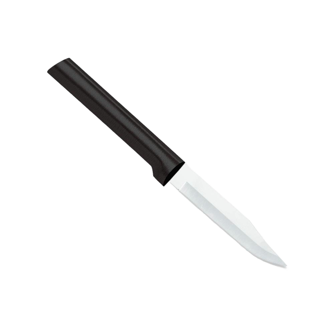 Sharp hand-sharpened paring knife with black handle, crafted in the USA, perfect for food prep and slicing in Kitchen & Food and Knives & Axes collections.