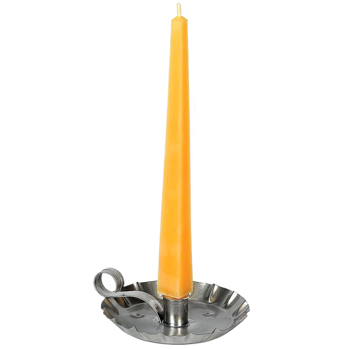 Handcrafted USA made square beeswax taper candle in warm honey tone, sitting in a simple metal candle holder, perfect for lamps, candles, and best sellers collections.