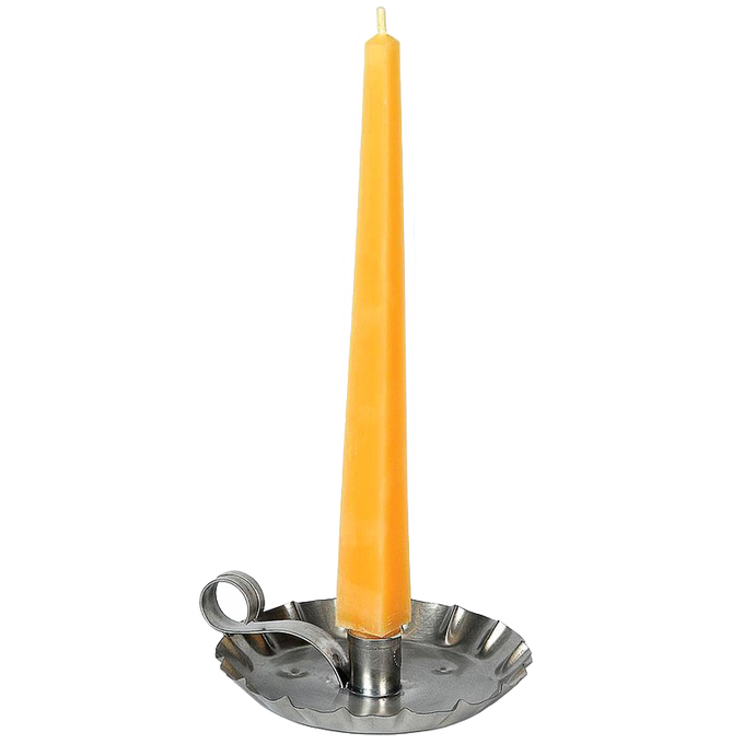 Handcrafted USA made square beeswax taper candle in warm honey tone, sitting in a simple metal candle holder, perfect for lamps, candles, and best sellers collections.