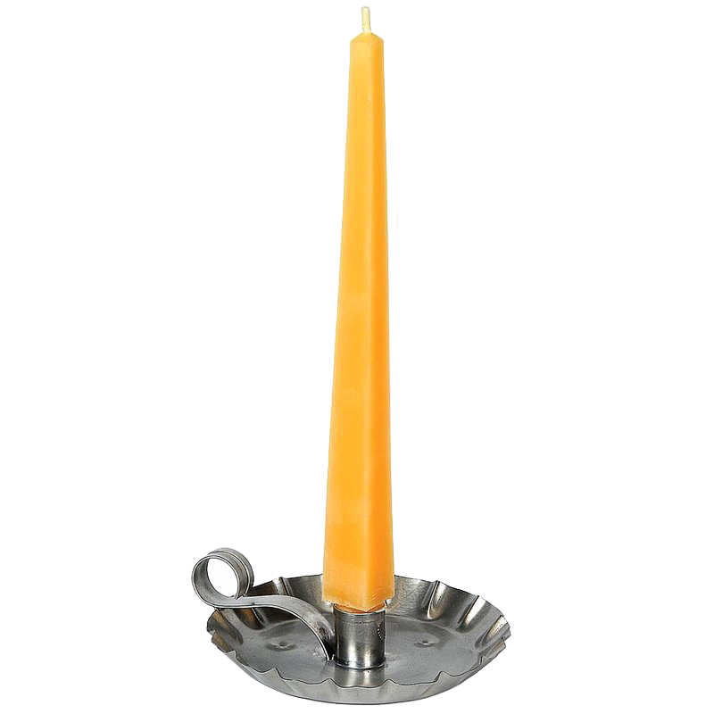Handcrafted USA made square beeswax taper candle in warm honey tone, sitting in a simple metal candle holder, perfect for lamps, candles, and best sellers collections.