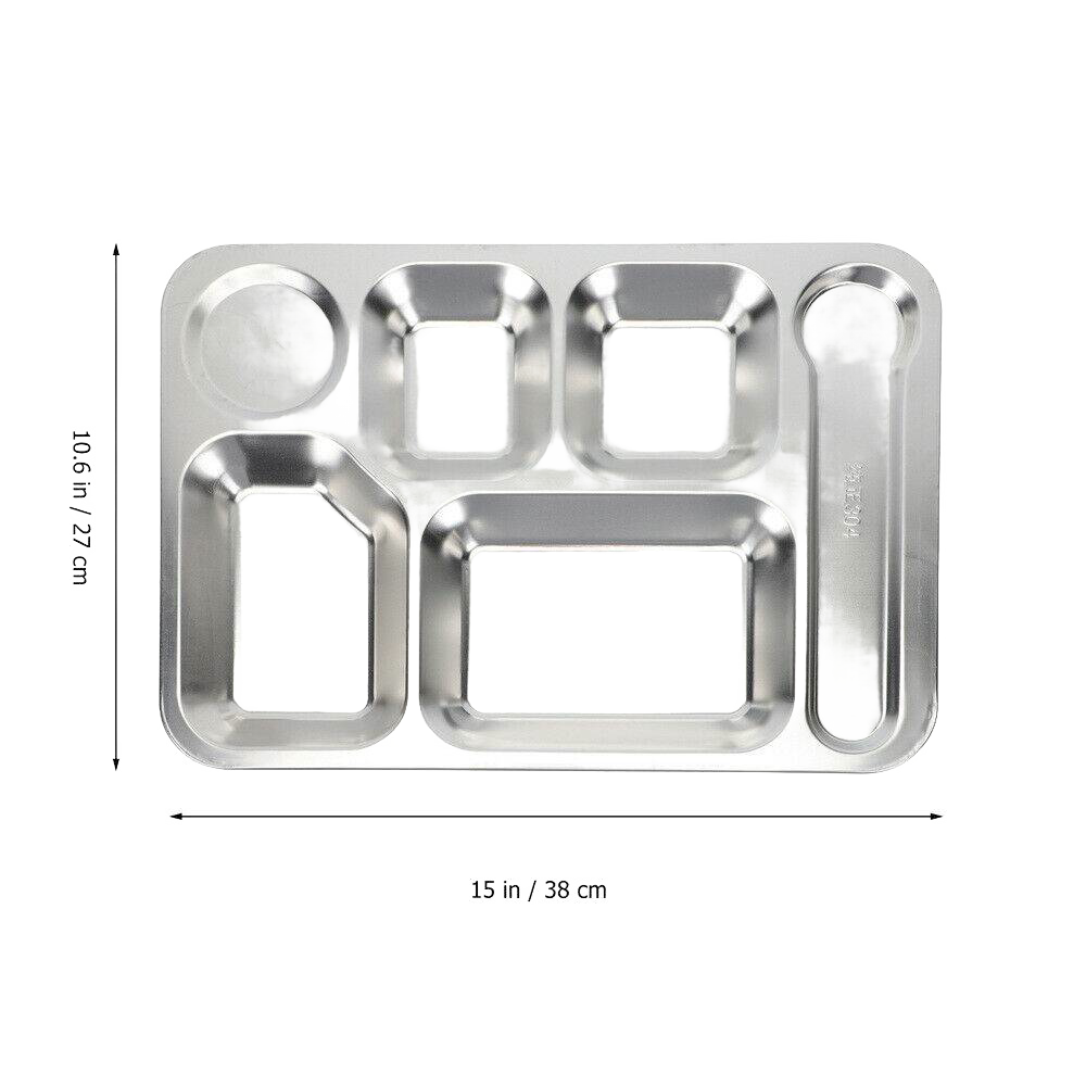 Durable picnic tray made of stainless steel with six compartments for organized outdoor dining, ideal for Kitchen & Food, Dinnerware, Best Sellers, Promo Eligible, and Sale collections.