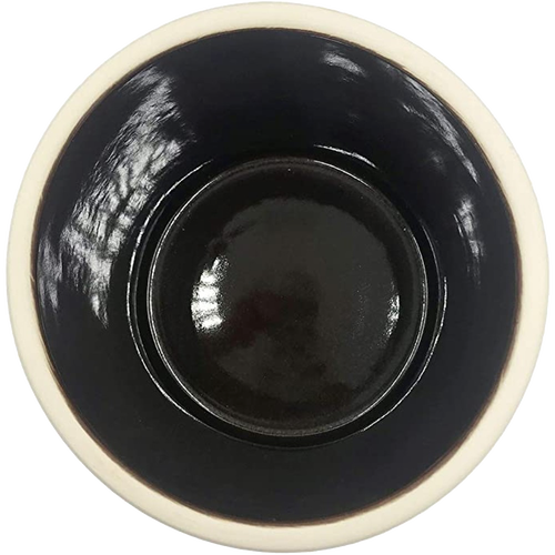 Top-down view of a handcrafted stoneware crock with glossy dark interior and light exterior rim, ideal for fermenting and pickling, part of Kitchen & Food and USA Made collections.