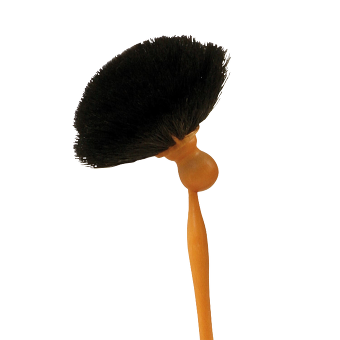 Handcrafted cobweb broom with soft horsehair bristles and a waxed beechwood handle, designed for easy corner cleaning in Home & Decor and Household Cleaning collections.