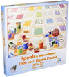 Boxed jigsaw puzzle featuring vibrant spools of colorful thread laid out on a hand-sewn quilt pattern, handcrafted and made in USA, ideal for Toys, Books & Games and Puzzles collections.