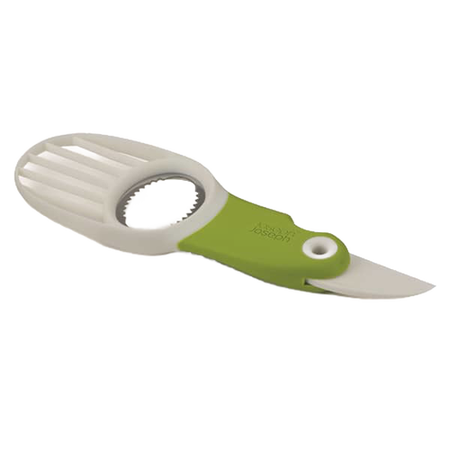 Compact avocado prep tool with a folding plastic blade, serrated pit remover, and slicer, ideal for food prep and kitchen gadgets in Farm, Garden & Tool and Cooking Helpers collections.