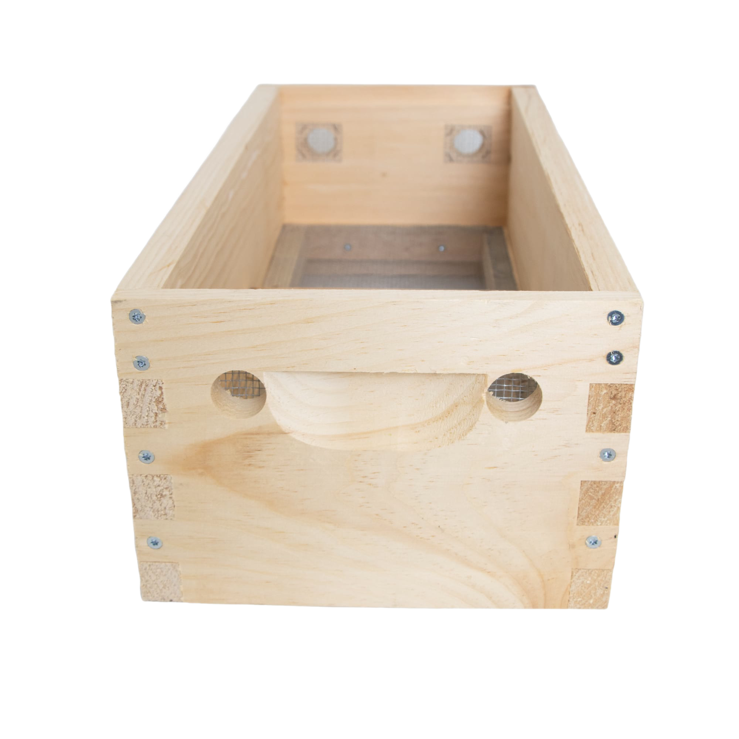 Handcrafted wooden hive topper box with ventilation holes, designed to control moisture and protect bees during winter, made in USA, Amish made, ideal for beekeeping supplies.
