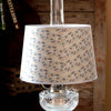 Handcrafted floral tapestry parchment shade with soft blue and green hues, designed to gently diffuse light on oil lamps, part of Lamps & Lighting and Lamp Shades collections.