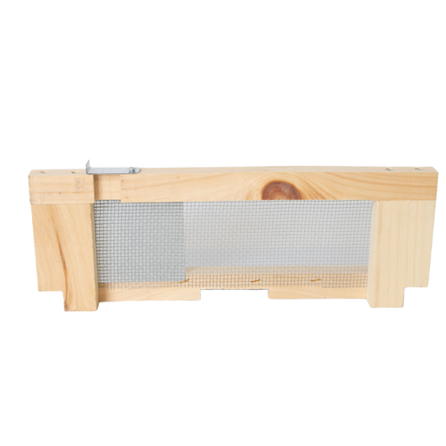 Handcrafted Amish-made wooden robbing screen with metal mesh and adjustable metal latch, designed to protect 8-frame hives from robbing bees, featured in Farm, Garden & Tool and Beekeeping Supplies collections.