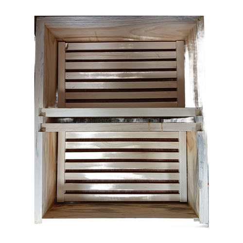 Handcrafted Amish-made wooden top feeder with two compartments and wooden floats, designed for 10-frame hives in Farm, Garden & Tool, Beekeeping Supplies, and USA Made collections.
