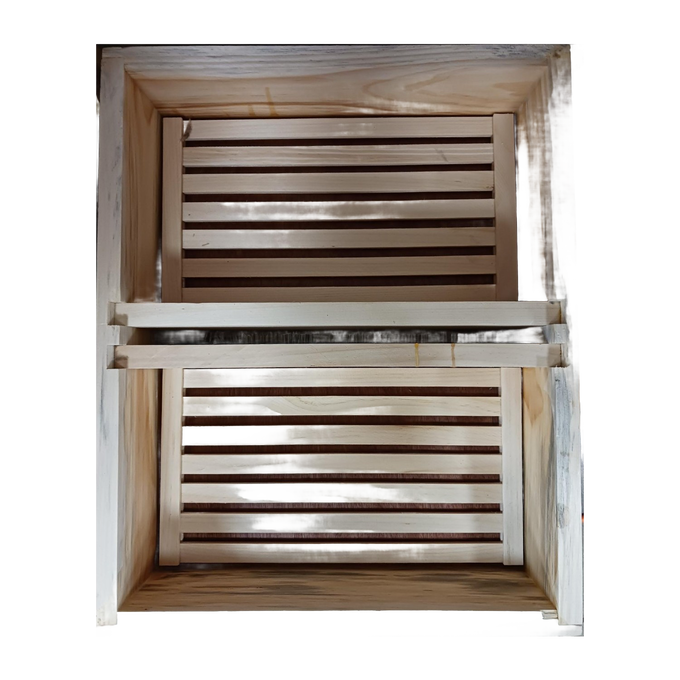 Handcrafted Amish-made wooden top feeder with two compartments and wooden floats, designed for 10-frame hives in Farm, Garden & Tool, Beekeeping Supplies, and USA Made collections.