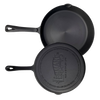 Pair of handcrafted nitrogen-infused cast iron skillets with smooth, stick-resistant finish, designed for lasting performance in Kitchen & Food, Cookware, Cast Iron, Best Sellers, and Sale collections.