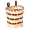 Handcrafted berry basket with woven light and dark natural fibers, featuring leather loops for belt attachment, made in USA by Amish artisans, perfect for Farm, Garden & Tool and Garden Accessories collections.