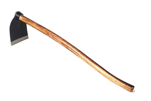 Handcrafted European-style grape hoe with a hardened, forged steel blade and a long wooden handle, designed for efficient weeding and cultivating, featured in Farm, Garden & Tool collections.
