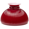 Handcrafted ruby red ribbed glass oil lamp shade with flared white rim, fits Aladdin 10-inch lamp rings, featured in Lamps & Lighting, Parts and Accessories, and Lamp Shades collections.