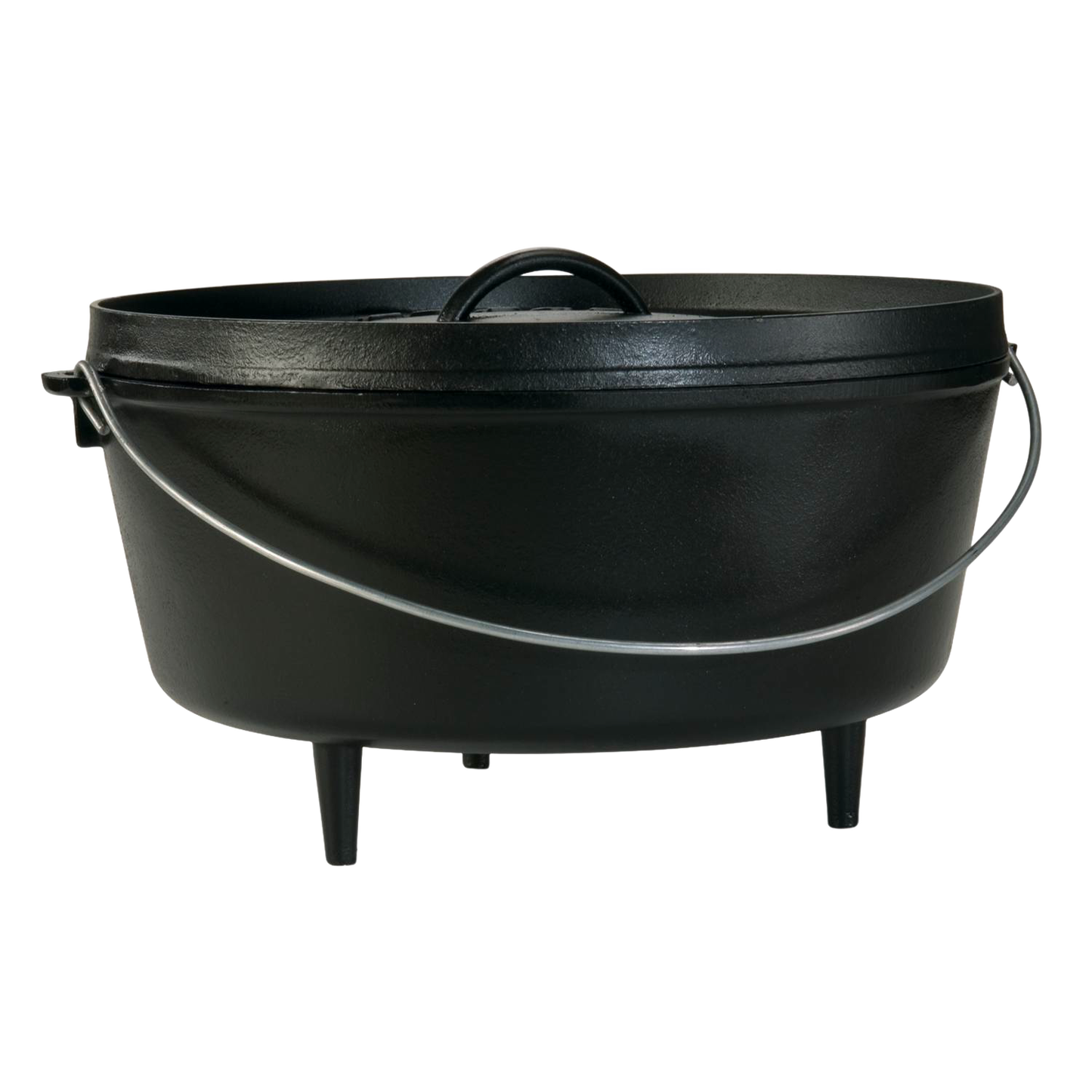 Heavy-duty cast iron camp Dutch oven with built-in legs, metal bail handle, and tight-fitting lid, handcrafted in USA; ideal for Farm, Garden & Tool, Camping, Cast Iron, Best Sellers, Promo Eligible collections.
