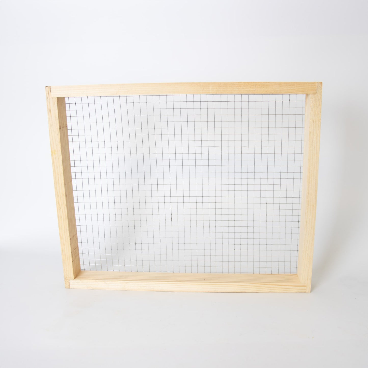 Handcrafted wooden frame with fine wire mesh, Amish made in the USA, designed for use in beekeeping supplies, farm, garden, and tool collections.