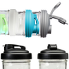 Collection of mason jar pour lids with carry loops in various colors and flip-top designs, made in USA from durable no-break plastic, ideal for Kitchen & Food, Kitchen Gadgets, and Best Sellers collections.