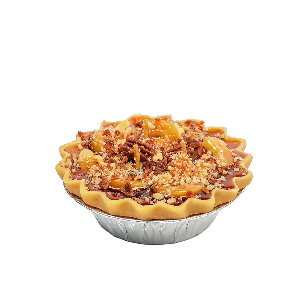 Handcrafted scented apple pie dessert candle with realistic crust and nut topping, made in USA, perfect for Home & Decor, Farm, Garden & Tool, and Apple Harvest Supplies collections.