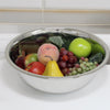 Large heavy-gauge stainless steel bowl filled with assorted fresh fruits including apple, pear, grapes, and peach, suitable for Kitchen & Food, Storage and Serving, Best Sellers, Promo Eligible collections.