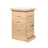 Handcrafted Amish made 10-frame beehive kit with natural wood finish, featuring deep and medium boxes, top metal cover, and screen bottom, ideal for farm and garden beekeeping supplies.