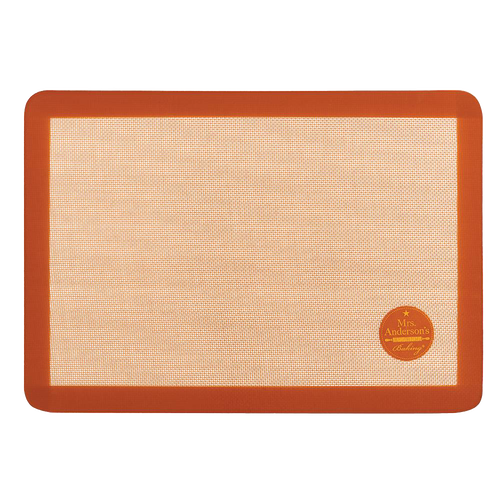 Large durable silicone baking mat with tan center and orange border, ideal for artisan baking and home ovens, featured in Kitchen & Food, Cookware, Baking Supplies, Best Sellers, Promo Eligible collections.