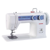 Compact white sewing machine with stitch pattern display and dial controls for stitch length and tension, designed for quilting and sewing tasks in Home & Decor and Indoor Furniture collections.