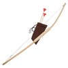 Handcrafted wooden bow with string, accompanied by two suction-cup arrows and a brown fabric quiver, ideal for children’s outdoor and indoor play in Toys, Books & Games collections.