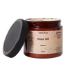 Amber jar of refined pure palm oil in a 14-ounce container with a black screw-on lid, ideal for soapmaking and featured in Health & Wellness, Soapmaking Supplies, USA Made, and Best Sellers collections.
