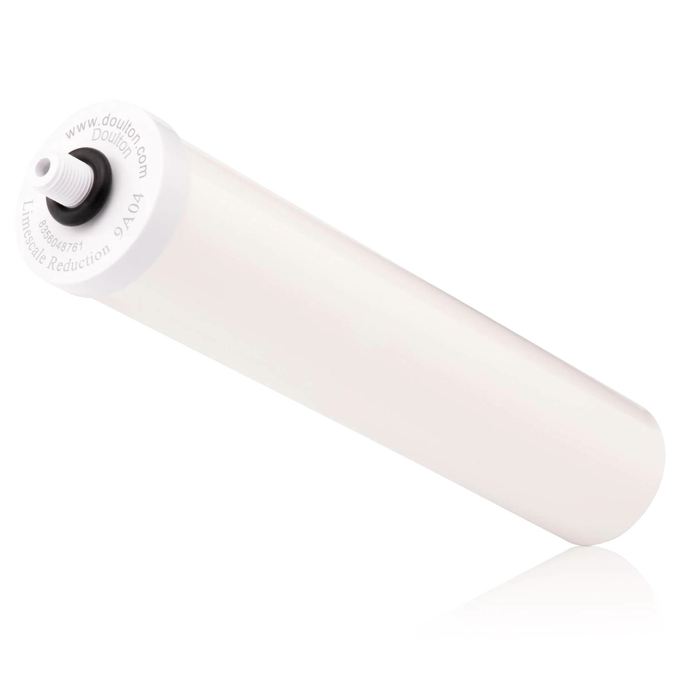 White cylindrical limescale reduction filter element designed for DUO water filtration systems, featured for Appliances, Water Heating and Treatment, and Best Sellers collections.